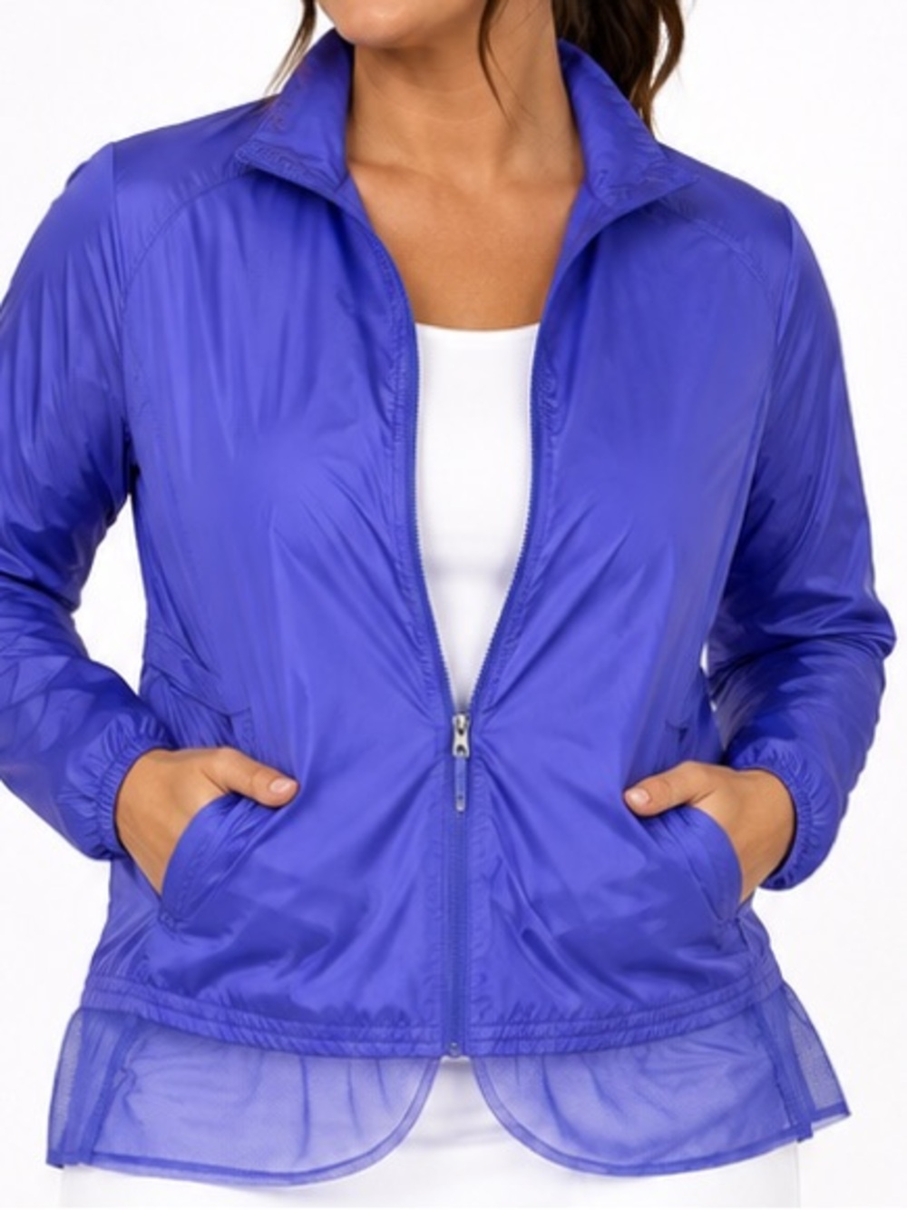 adidas Women's all weather lightweight jacket in violet blue, as new, sz L